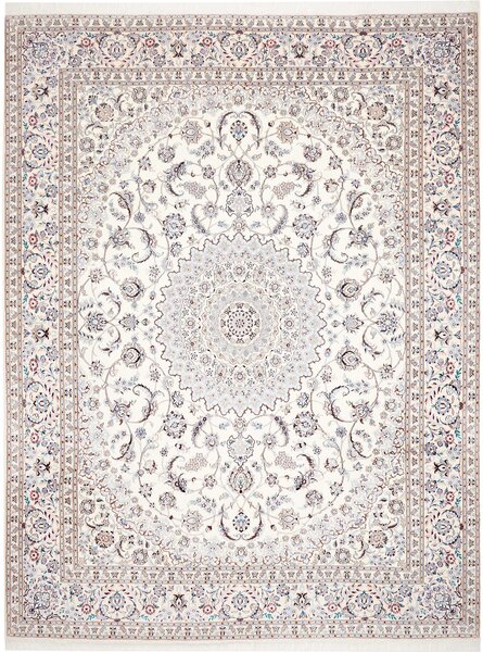 Tappeto Nain 9la Persia Medaglione Crema Azzurro 297x381 Cm