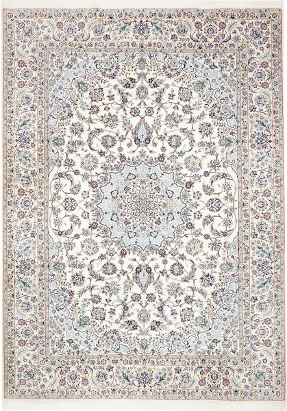 Tappeto Nain 9la Persia Medaglione Crema Celeste 252x353 Cm