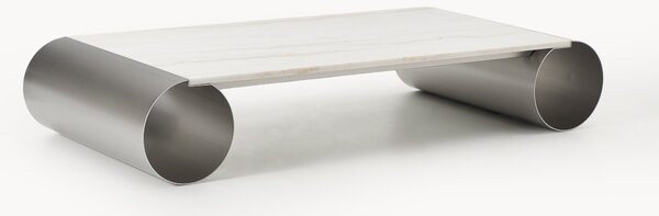 Tavolino da salotto XL con piano in marmo Blaze, larg. 160 cm
