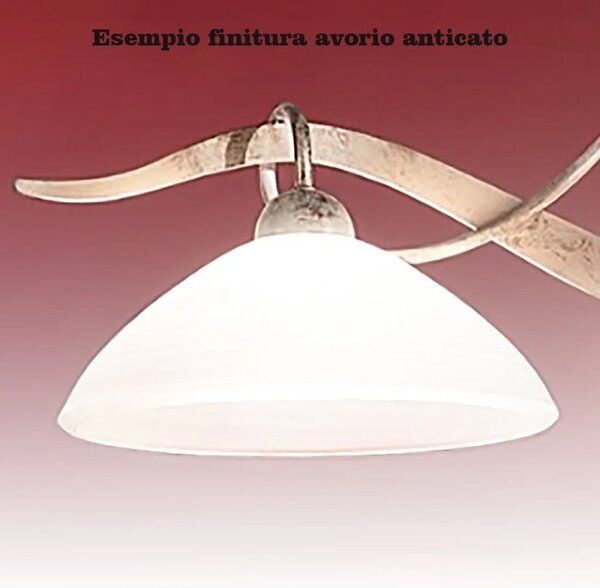 Lampadario classico due p illuminazione yoke 2712 s1 e27 led vetro bianco graffiato - Due P Illuminazione
