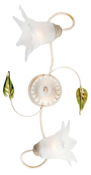 Plafoniera rustico Mirella Eco bianco, in vetro, 56x30 cm, 2 luci
