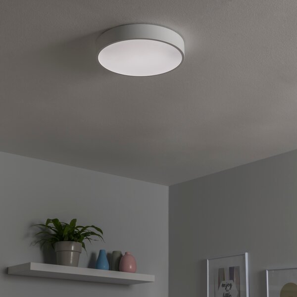 Plafoniera design Caty LED , in ferro, bianco D. 30 cm 30x30 cm, INSPIRE