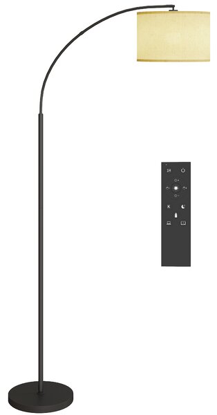 Lampada da Terra LED Regolabile con Telecomando con Timer 1H e Girevole in Metallo Nero