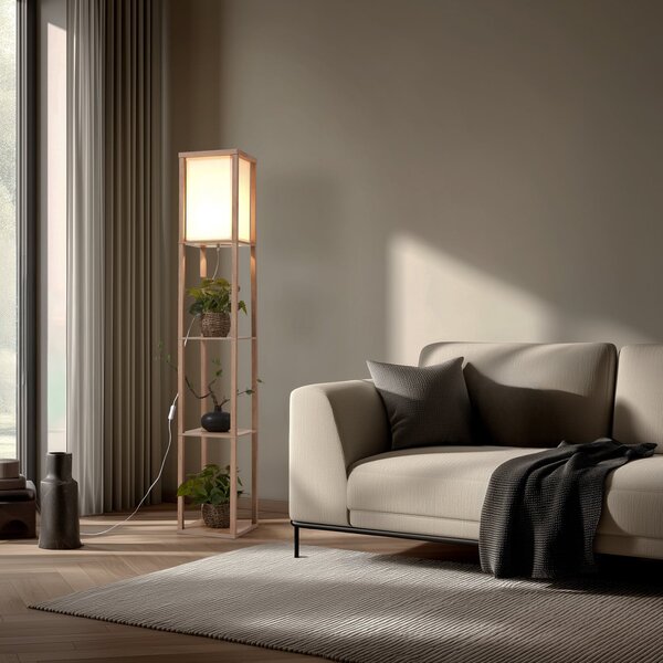 Lampada da terra Lindby, Birta, Legno, Soggiorno, Legno, Moderno