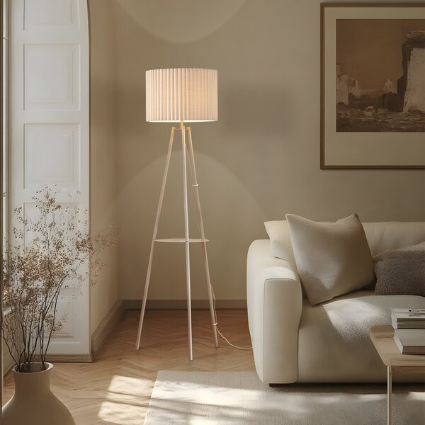 Lampada da terra Lindby, Libbie, Beige, Soggiorno, Tessuto / Tessile, Scandinavo