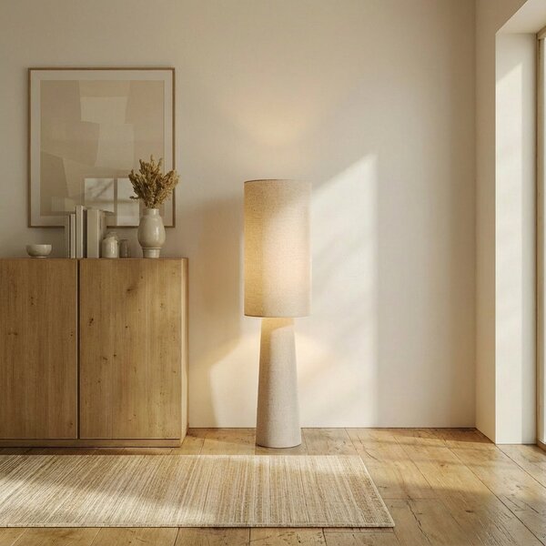 Lampada da terra Lindby, Elfie, Beige, Soggiorno, Tessuto / Tessile, Scandinavo