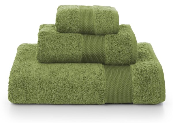 Asciugamano cotone 100% verde 34 x 26.5 cm, made in Italy, set di 3 pezzi