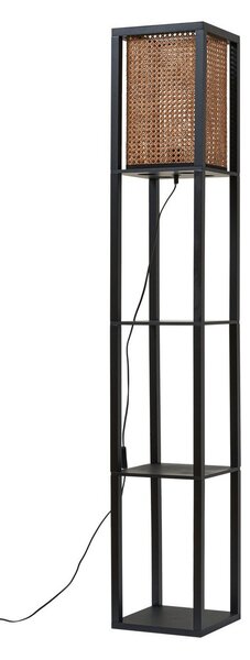 Lampada da terra Lindby, Birta, Nero, Soggiorno, Legno, Moderno