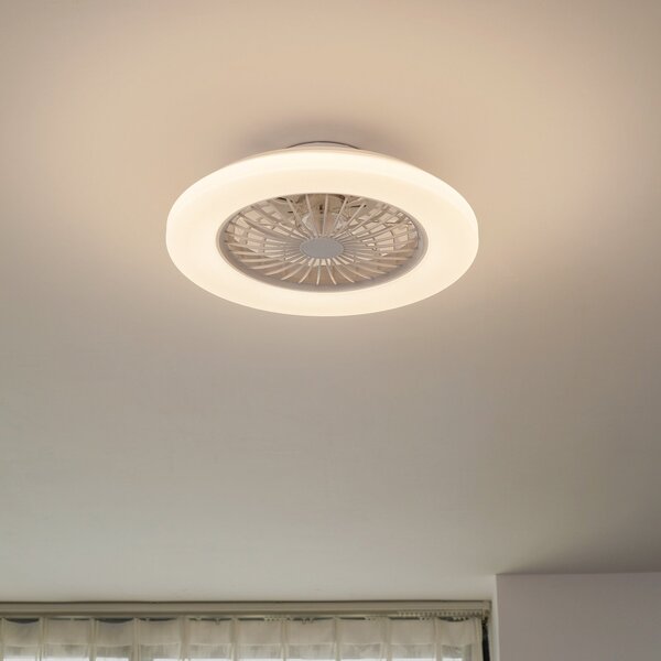 Ventilatore da soffitto LED Vedin, Ø 49 cm, bianco, CCT - Lindby Lindby, Vedin, dimmerabile, Bianco, Soggiorno, Plastica, Moderno