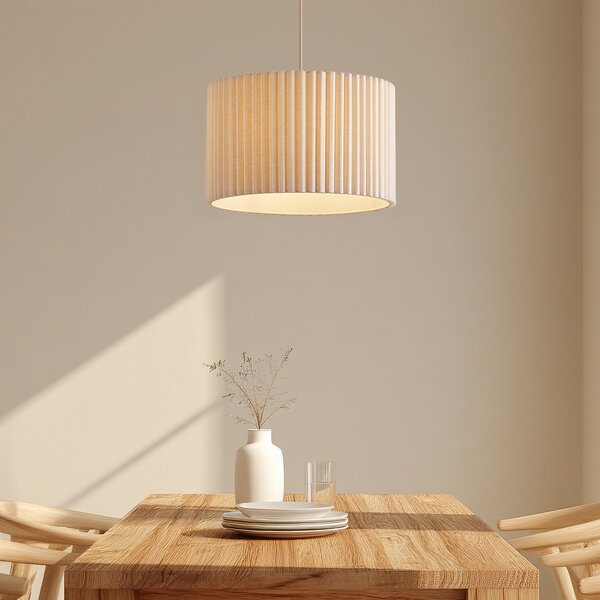 Lampada a sospensione Lindby, Libbie, dimmerabile, Beige, Soggiorno, Tessuto / Tessile, Scandinavo