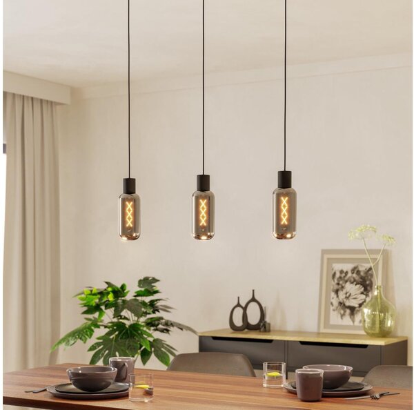 Eglo 901005 - Lampadario a sospensione su cavo MAIONE 3xE27/4W/230V nero/fumé