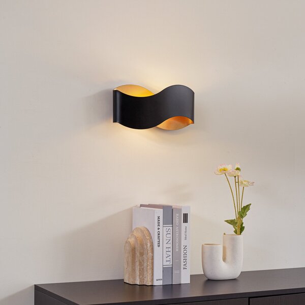 Applique da parete Lindby, Dailin, dimmerabile, Nero, Soggiorno, Metallo, Moderno