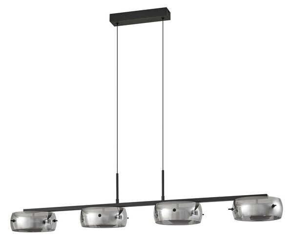 Lampada a sospensione Lucande, Martis, dimmerabile, Nero, Sala da pranzo, Vetro, Moderno