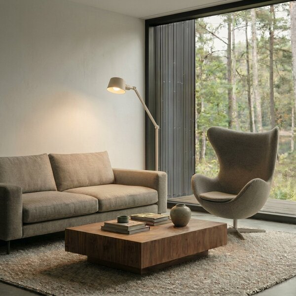 Lampada da terra Lucande, Silka, Beige, Studio / Ufficio, Metallo, Moderno