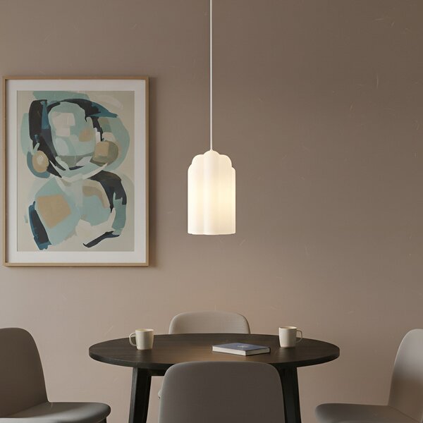 Lampada a sospensione Lucande, Lunja, Bianco, Soggiorno, Vetro, Moderno