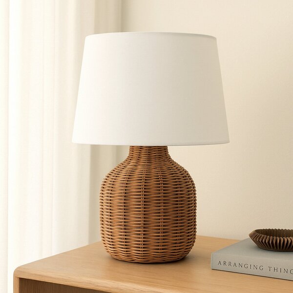 Lampade da tavolo Lindby, Lirenda, Legno, Soggiorno, Tessuto / Tessile, Boho