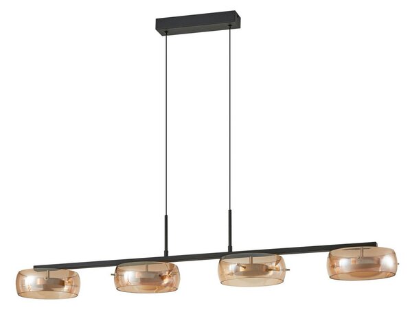 Lampada a sospensione Lucande, Martis, dimmerabile, Dorato / Ottone, Sala da pranzo, Vetro, Moderno