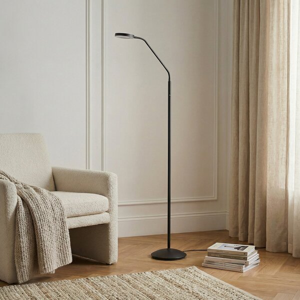 Lampada da terra Lindby, Elvyn, dimmerabile, Nero, Soggiorno, Metallo, Moderno