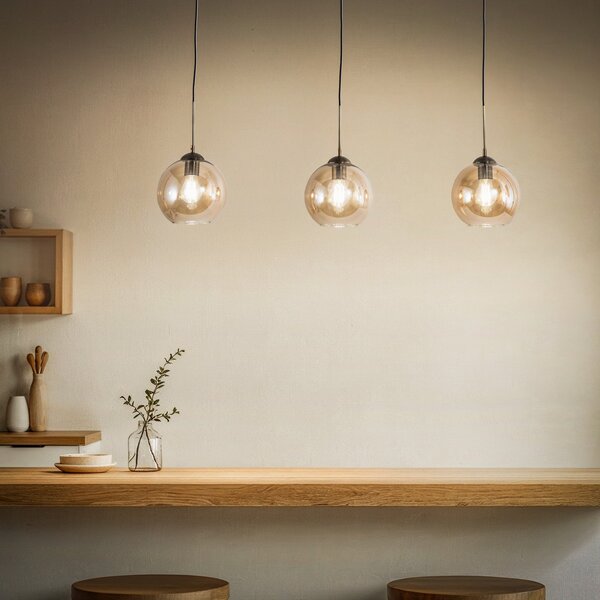 Lampada a sospensione Lindby, Sofian, dimmerabile, Bronzo / Ottone anticato, Soggiorno, Vetro, Moderno