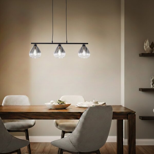 Lampada a sospensione Lindby, Pendura, dimmerabile, Grigio, Sala da pranzo, Vetro, Moderno