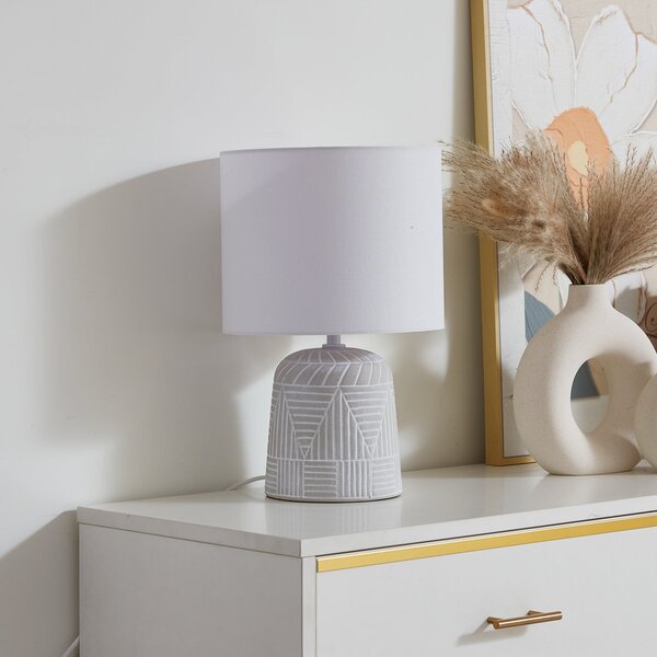 Lampade da tavolo Lindby, Thalassia, Bianco, Camera da letto, Ceramica, Campagna / rustico