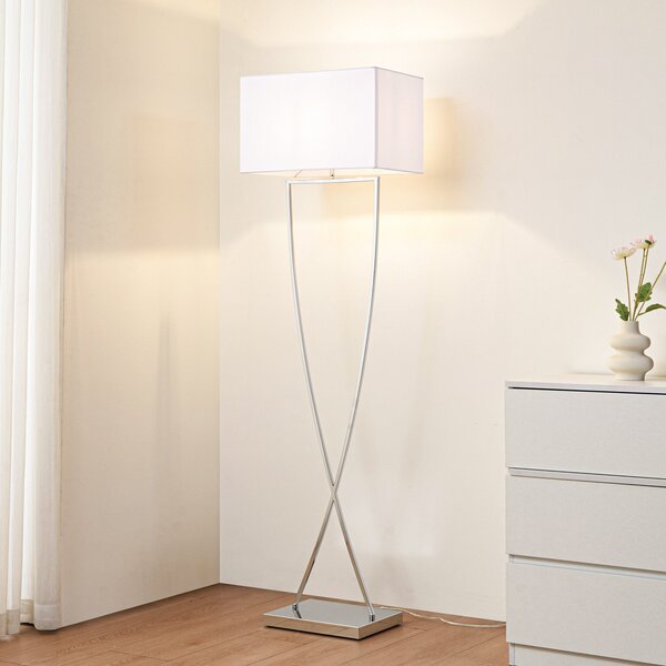 Lampada da terra Lucande, Evaine, Bianco, Soggiorno, Metallo, Moderno