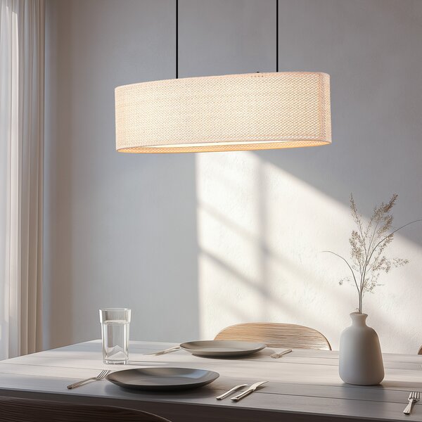 Lampada a sospensione Lindby, Soula, dimmerabile, Beige, Soggiorno, Plastica, Campagna / rustico