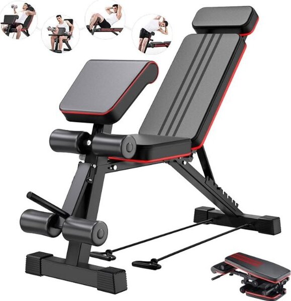Panca fitness pieghevole con accessori