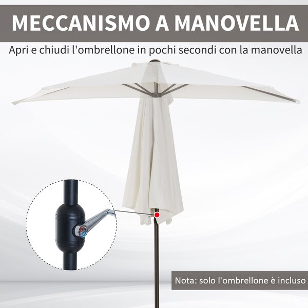 Outsunny Ombrellone da Parete per Esterni in Poliestere Impermeabile Anti UV 269x138x236cm Bianco|Aosom