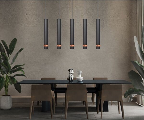 LED Lampadario a sospensione con filo TUBA 5xGU10/6,5W/230V nero/rame
