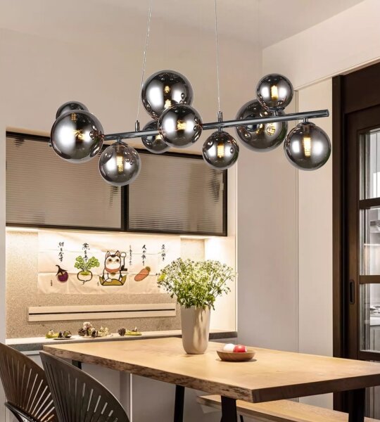 Wofi 6014.10.24.9000 - Lampadario LED a sospensione con filo VILLA 10xG9/3W/230V nero/cromo