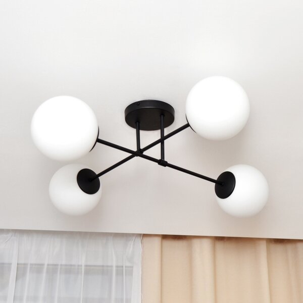 Lampadario a plafone MOON 4xE27/15W/230V nero