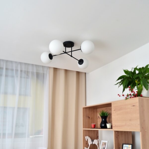Lampadario a plafone MOON 4xE27/15W/230V nero