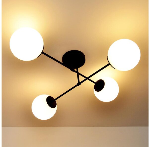 Lampadario a plafone MOON 4xE27/15W/230V nero