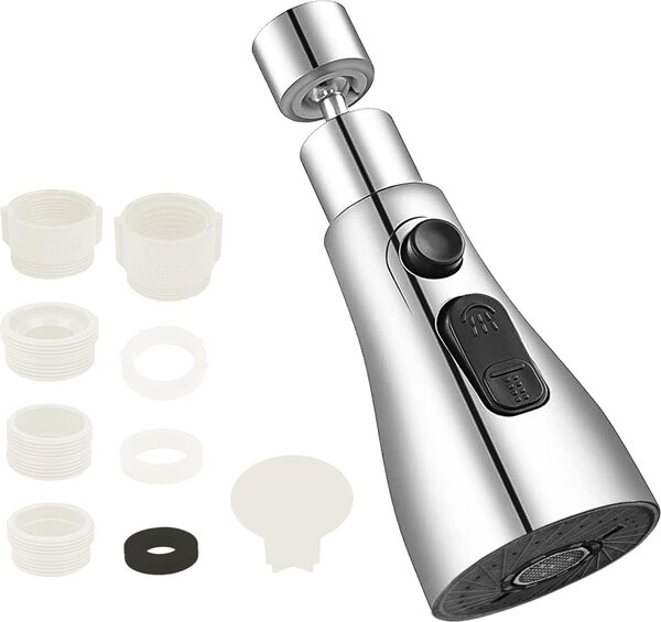 Attacco per rubinetto da cucina, aeratori rotanti a 360° per rubinetti, soffione multifunzionale per rubinetti da cucina, prolunga per rubinetto Txeouse con 3 modalità di uscita dell'acqua per rubinetti da cucina/bagno