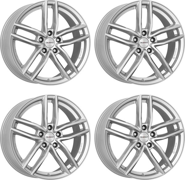 4 cerchi Dezent TR silver 6,5Jx16 5x100 per Skoda Fabia, Kamiq, Octavia, Praktik, Rapid, Roomster e Scala