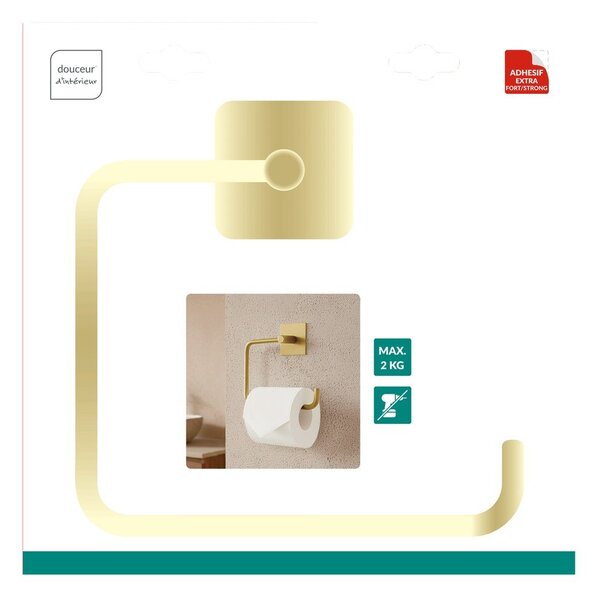 Porta carta igienica senza foratura oro opaco in metallo Fixeo – douceur d'intérieur