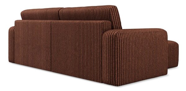 Divano angolare color terracotta allungabile/con contenitore (con penisola a sinistra/con chaise lounge) con rivestimento in velluto a coste Kona – Makamii