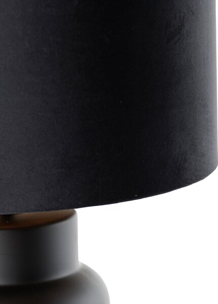 Lampada da tavolo di design con paralume in velluto nero con dettagli oro 35 cm - Alisia