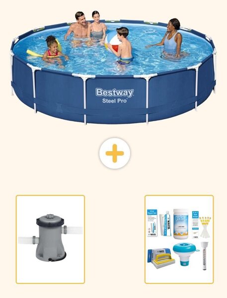 Bestway Steel Pro, piscina in acciaio, forma rotonda - 396x84 cm - composta da 3 parti, modello S22314