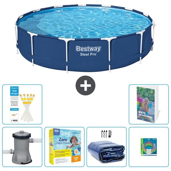 Piscina gonfiabile Bestway Steel Pro, rotonda, dimensioni 396x84 cm, composta da 5 parti, modello S181