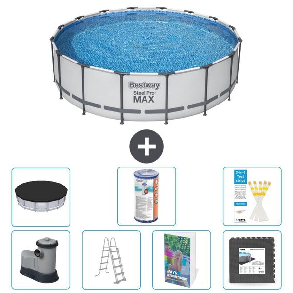 Piscina gonfiabile Bestway Steel Pro MAX, rotonda, 488x122 cm, composta da 6 parti, modello S563