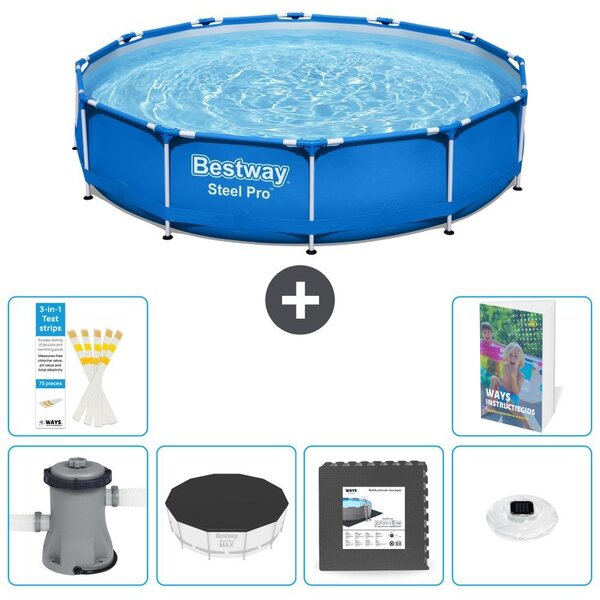 Piscina gonfiabile Bestway Steel Pro, rotonda, dimensioni 366x76 cm, composta da 5 parti, modello S312