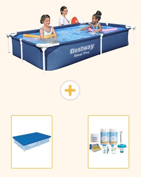 Bestway Steel Pro, piscina rettangolare - 221x150x43 cm - 3 pezzi, modello S22701