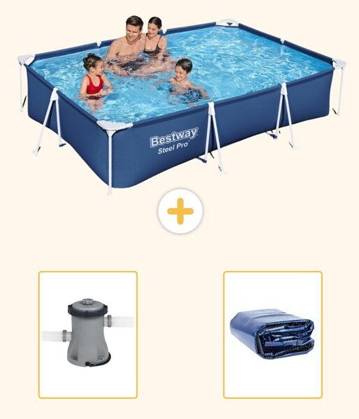 Bestway Steel Pro, piscina rettangolare - 300x201x66 cm - 3 pezzi - Modello S22300