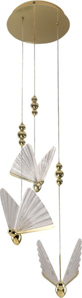 Lampada a sospensione LED MARIPOSA oro-trasparente 24W Tonalità di bianco 2040 lm metallo dim.: 120x30x30 cm IP20 Light Prestige
