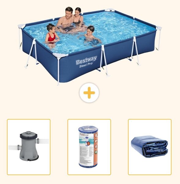 Bestway Steel Pro, piscina rettangolare - 300x201x66 cm - 4 pezzi - Modello S22301
