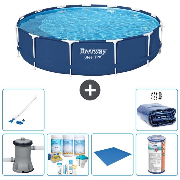 Bestway Steel Pro, piscina in acciaio, forma rotonda - 396x84 cm - composta da 7 elementi, modello S21620