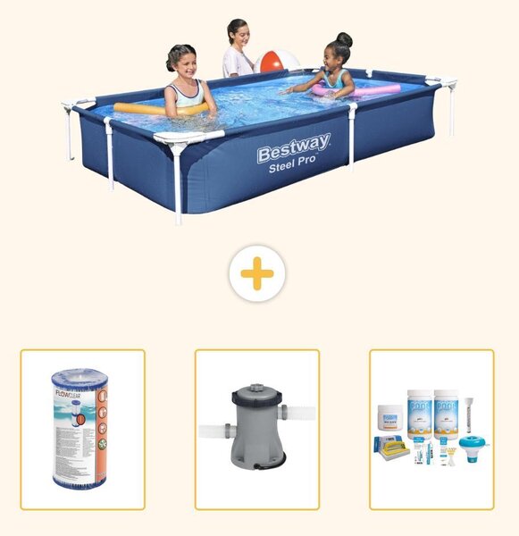 Bestway Steel Pro, piscina rettangolare - 221x150x43 cm - 4 pezzi - Modello S22706