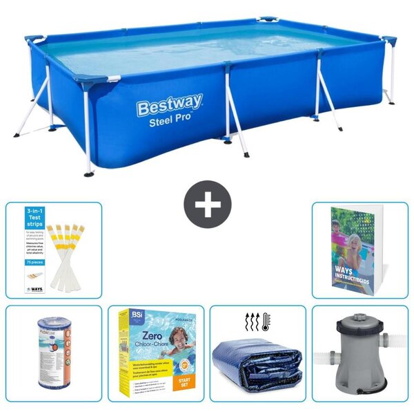 Bestway Steel Pro, piscina rettangolare - 300x201x66 cm - 5 pezzi, modello S50